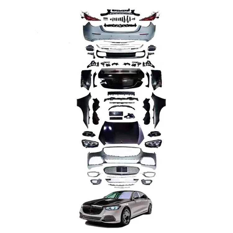 

Auto parts W221 upgrade W223 Maybach style body kit bumper headlights taillights fenders engine cover body kit Mercedes