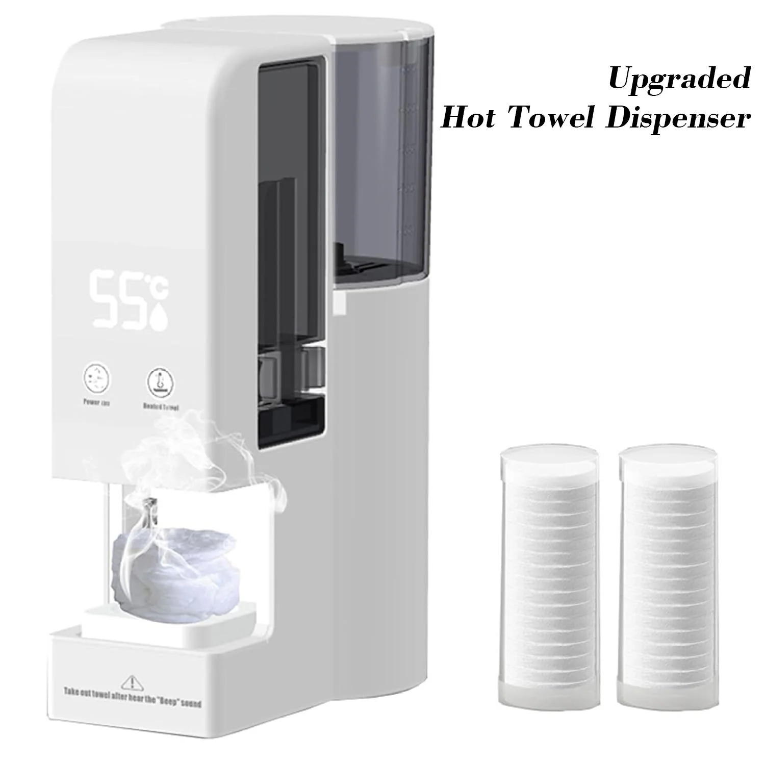 One-Click Control Fast Hot Wet Towel Warmer Dispenser Constant Temp for Salon Auto Release Disposable Towel with 2 Rolls Towel