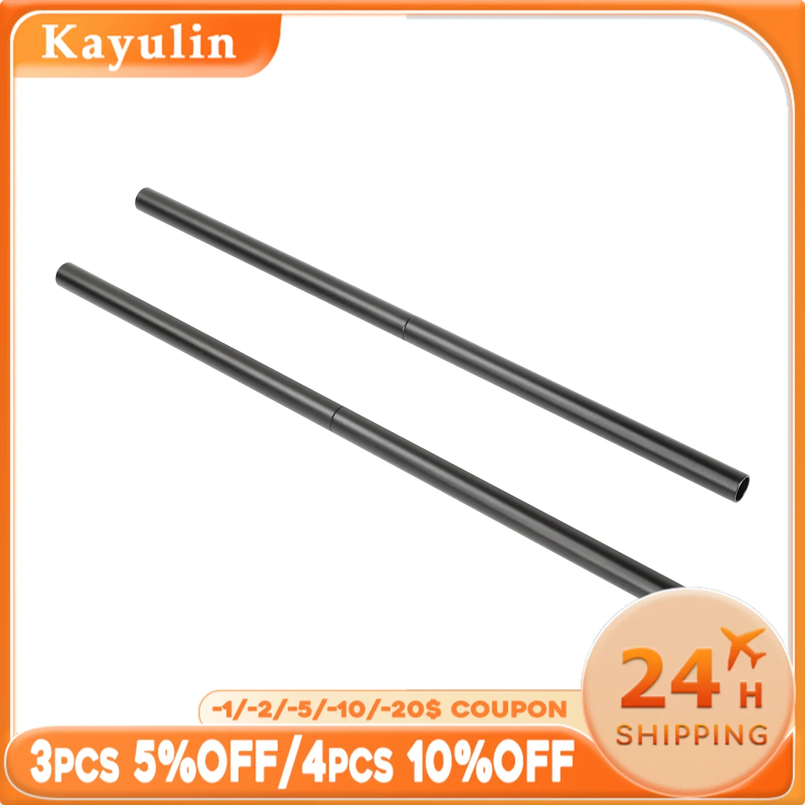 

Kayulin 15mm Rods 40cm(20+20cm) Aluminum Rod Black Anodized With M12 Thread Rod Extension Connector 40cm Rod A Pair DSLR Rig