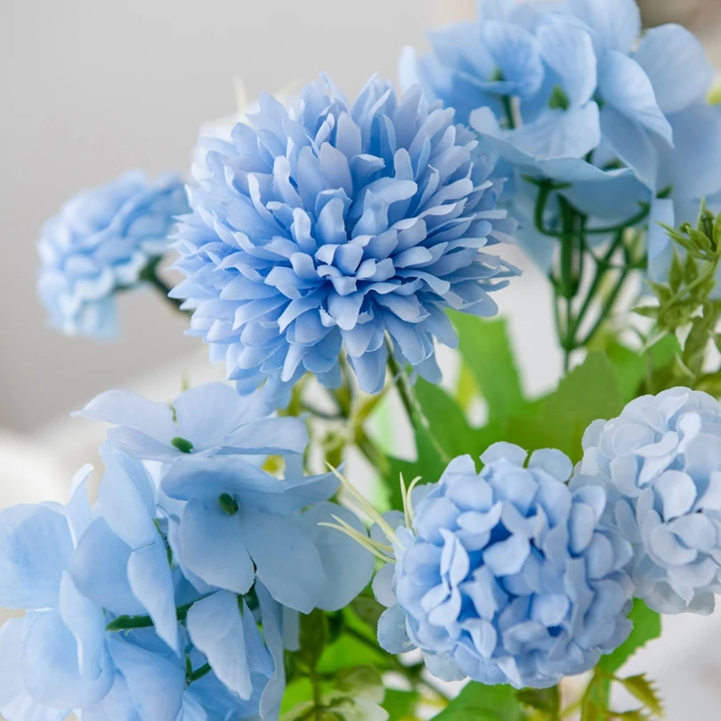 10 Stück Künstliche Blumen aus Seidenhortensien, Handgefertigter Brautstrauß, Festliche Vase, Heimdekoration, Garten, Hochzeitstisch, Pflanzen, DIY-Geschenk – Detail 1