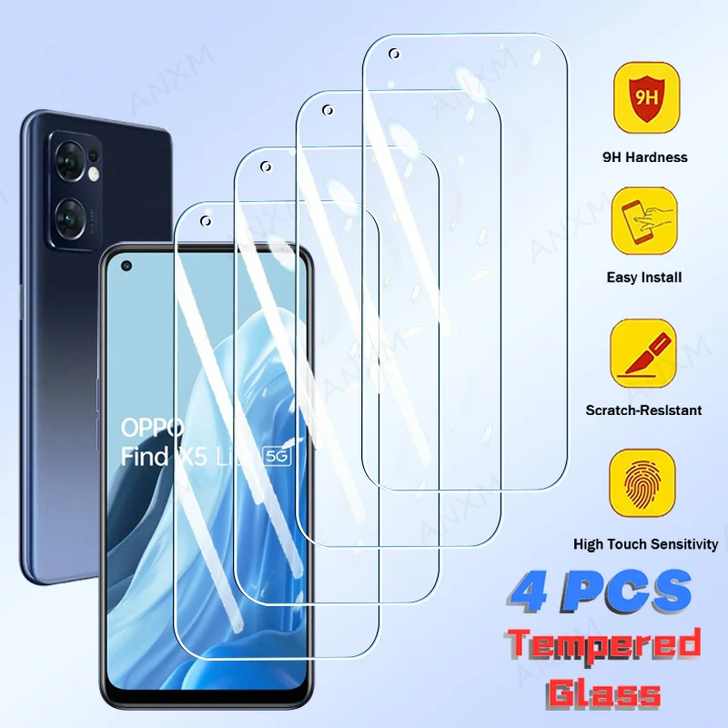 4Pcs Tempered Glass For OPPO Find X5 X3 X2 Lite 5 3 2 Lite Screen Protector OPPO Find X5 X3 X2 Lite Protective Cover Glass