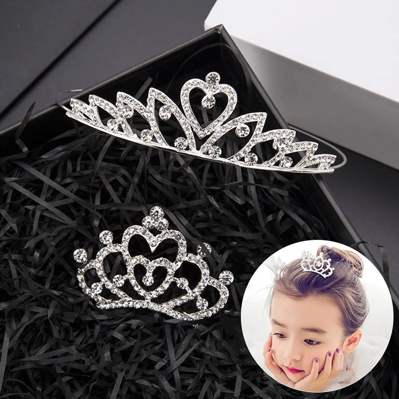 Children Crown Princess Pearl Crystal Hair Comb Girls Birthday Party Hair Hoop for Rhinestone Hair Ornaments party Accessories