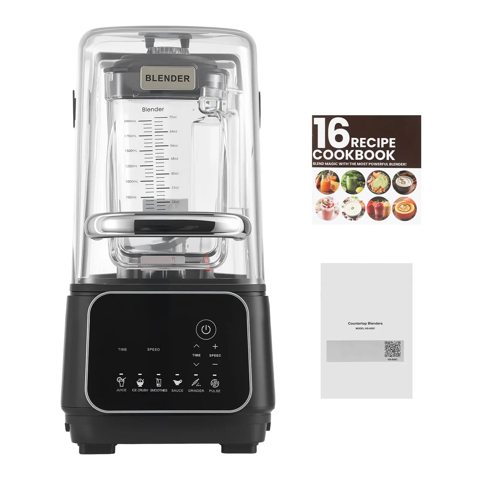 Pro Series Blender, 68 oz Professional Countertop Blenders with Shield, 2200W 26000RPM Kitchen Food Processor Combo,