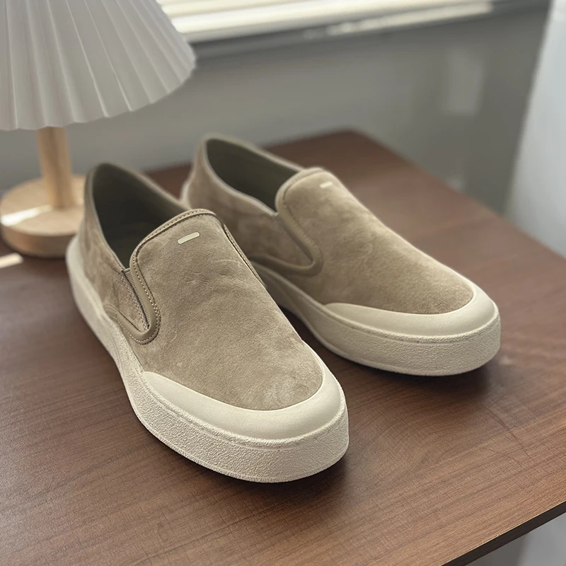 Men Breathable Cloth Shoes Fashionable New Low Cut Board Shoes Suede Thick Sole Height Increasing Sports and Leisure Shoes