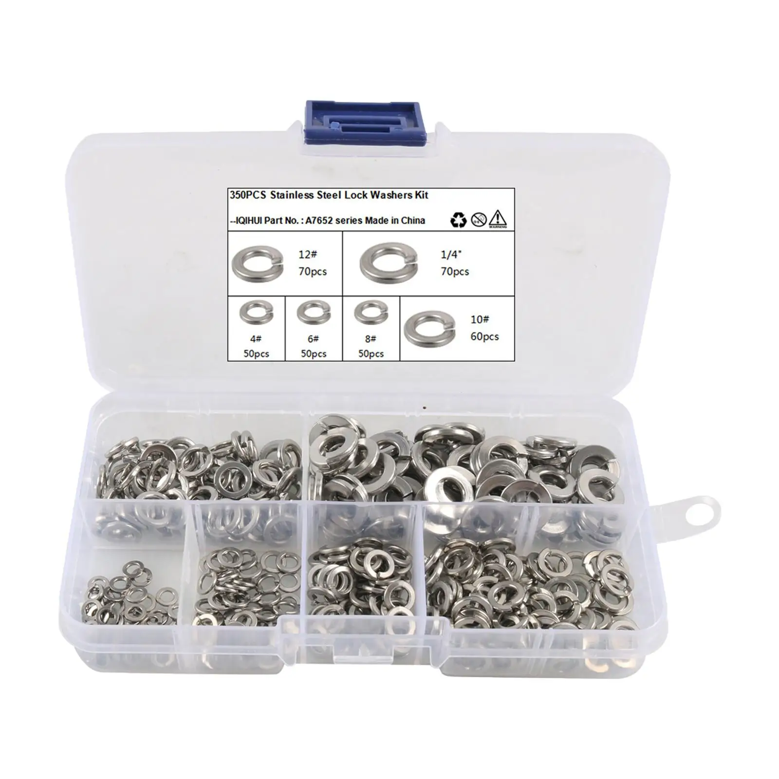 Stainless Steel Lock Washers 6 Sizes with Container Box for Automotive Factories Repair Marine