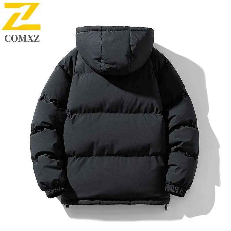 COMXZ 2025 الرجال الأمريكية خمر الوقوف طوق سترة قطن الشتاء العصرية فضفاضة تناسب سميكة الدافئة مبطن معطف خفيف الوزن #4