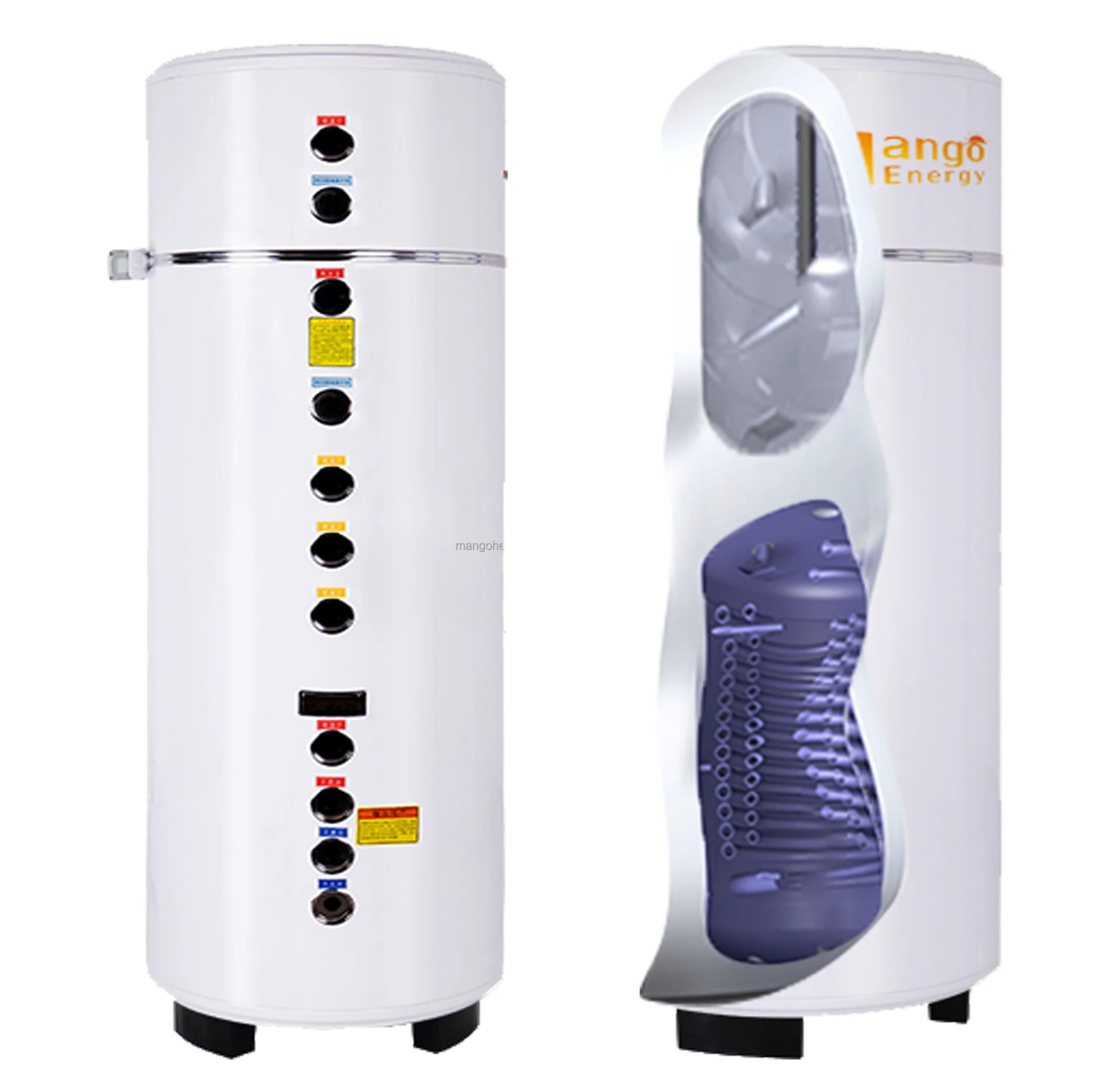 300L SUS304 Two Tanks One Body Water Tank 200L Sanitary Hot Water Storage Heat Exchanger Coil 100L Room Heating Buffer Tank