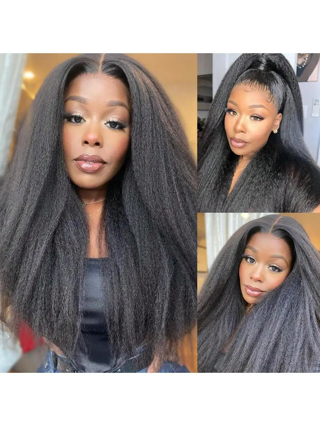 13x4 HD Lace Front Wigs Kinky Straight Human Hair 200% Density Kinky Yaki 5x5 Kinky Straight Wig Skinlike Yaki Straight Lace Front Wigs Human Hair
