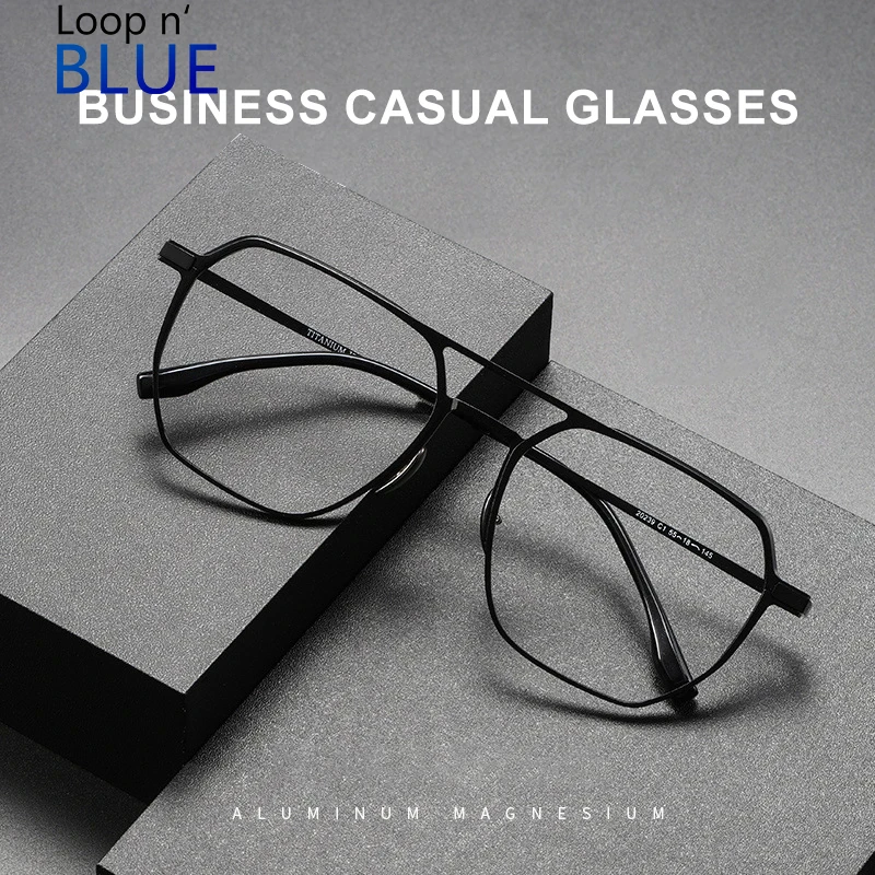 

LOOP 55mm Large Prescription Frame Aluminum Frame Titanium Business Men Ladies Big Size Customizable