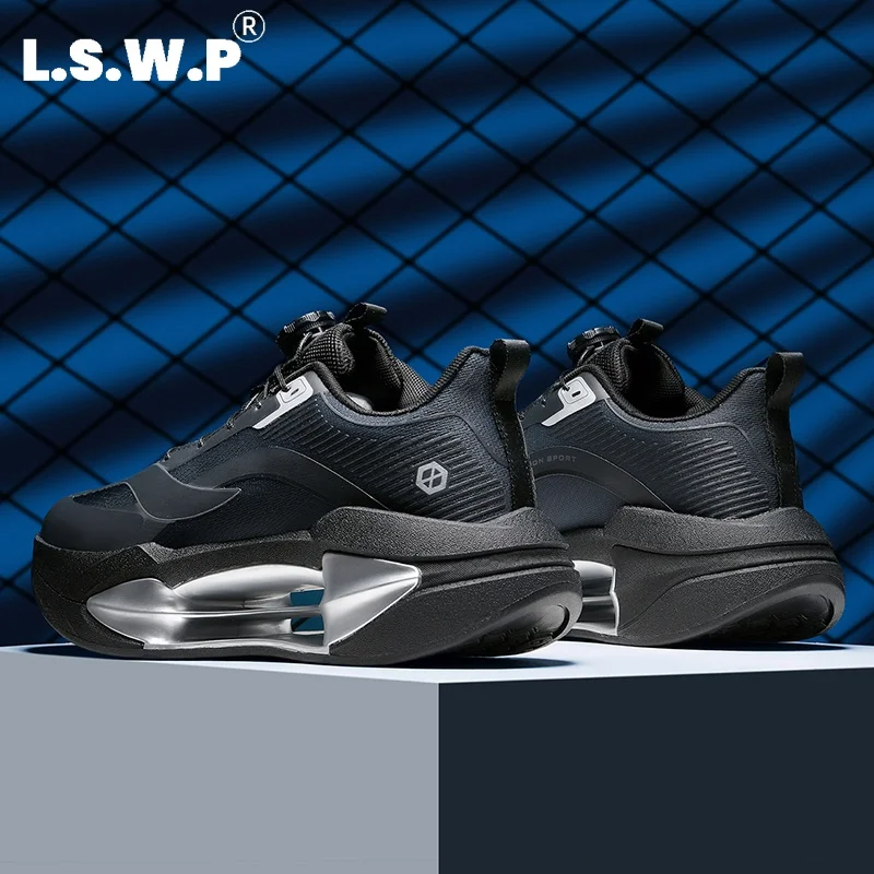 Men's Casual Sports Shoes, Youth Twist-Lock Hollow-Out Thick-Soled Running Shoes, Soft Elastic Cushioning Sneakers, Mesh Breathable Lightweight Non-Slip Wear-Resistant Running Shoes, Student Physical Fitness Outdoor Jogging Fitness Training Unisex Fashion Sports Shoes