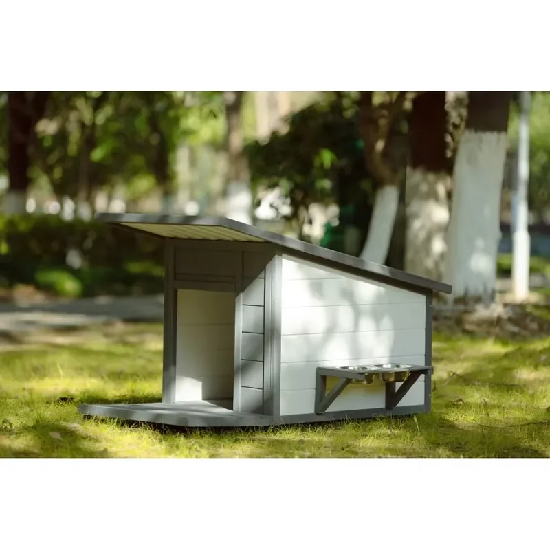 Outdoor Dog house With Food bowl, 4 swivel wheels