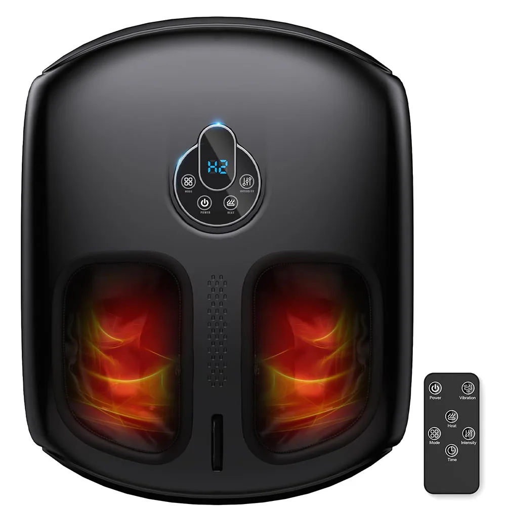 

Электрический массажер для ног с глубоким разминанием, 4 режима, 5 уровней интенсивности - тепло, вибрация, компрессия для расслабления мышц и улучшения кровообращения