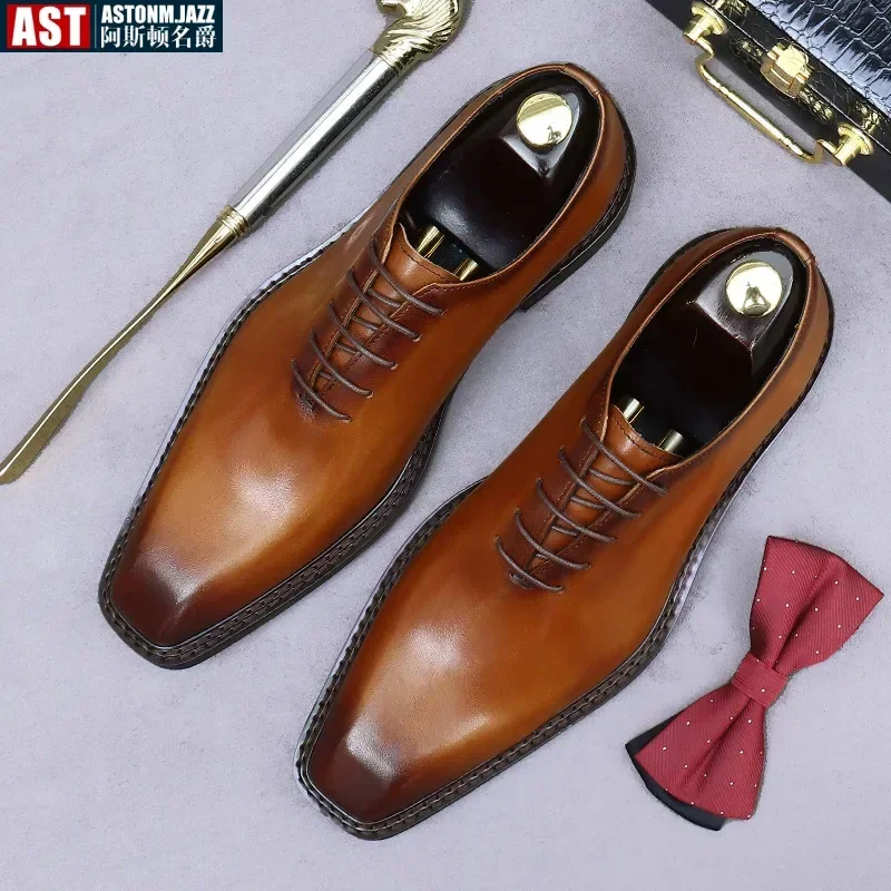 

Italian Mens Wedding Oxfords Shoes Luxury Genuine Leather Handmade Comfortable Quality Elegant Retro Formal Shoes Male Size 46