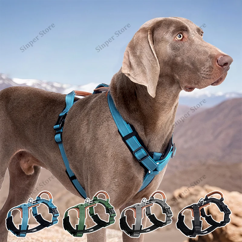

Dog Harness No Pull Adjustable Soft Padded Reflective Oxford No Choke Pet Vest with Easy Control Handle for Large Dogs
