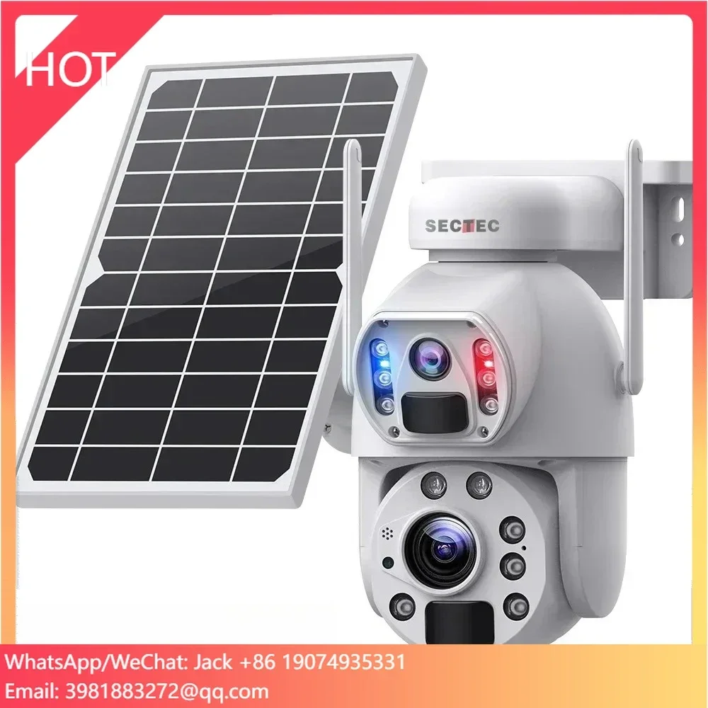 Sectec Mini 20X Zoom 10X Optical Zoom Dual Solar Camera Outdoor Alarm Linkage Dual Lens 4G Sim Card Solar PTZ Camera
