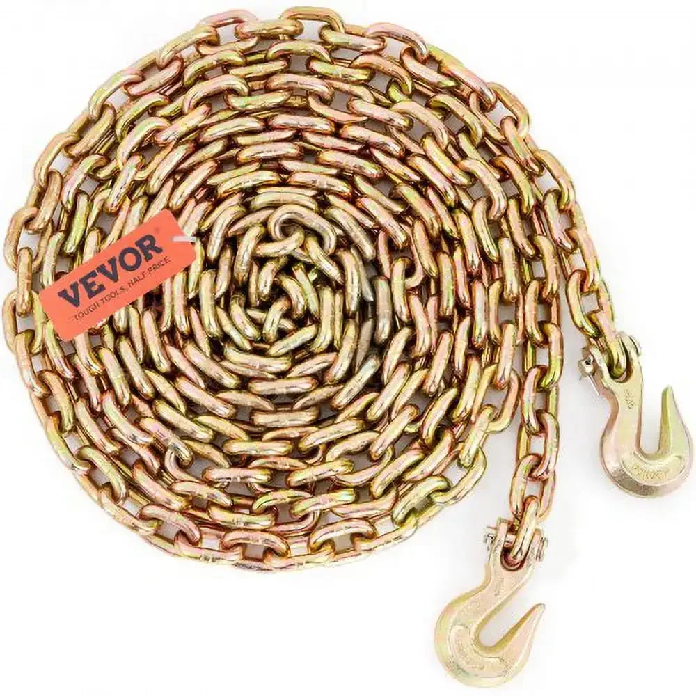 

Transport Binder Chain, 7100 lbs Working Load Limit, 3/8'' x 20' G80 Tow Chain Tie Down with Grab Hooks, DOT Certified, Galvaniz