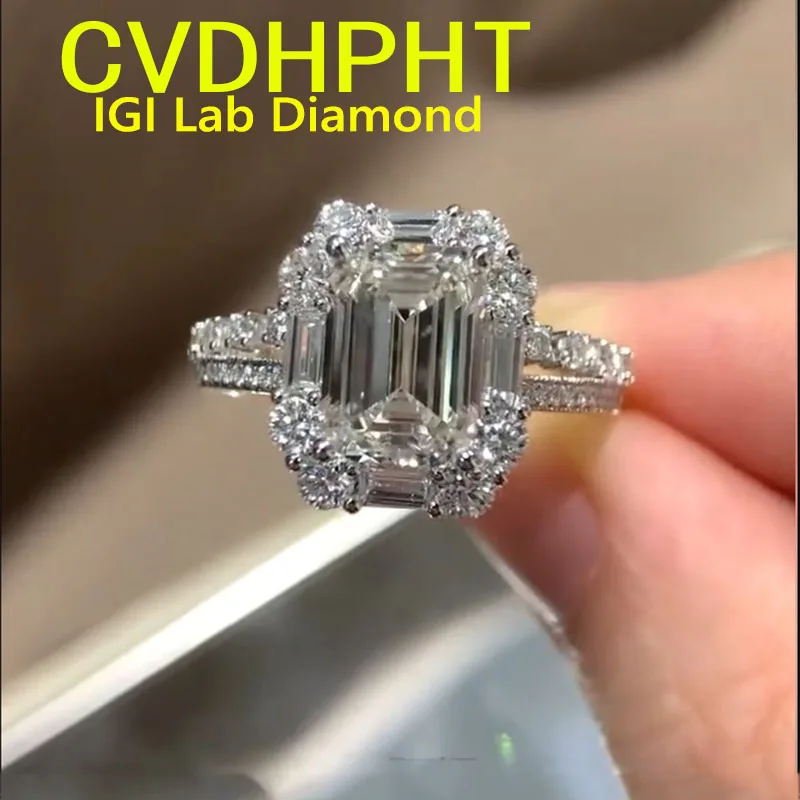 

Fashion Ring Solid 14K White gold Ring Lab grown dimaond ring IGI Emerald cut D VS1 Wedding ring engagement ring Factory Sell