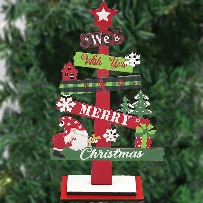 

1pcs Desktop Christmas Tree Wooden Ornaments Xmas Wooden Plaques Decorative Ornaments Creative Festival Scene Decoration DIY