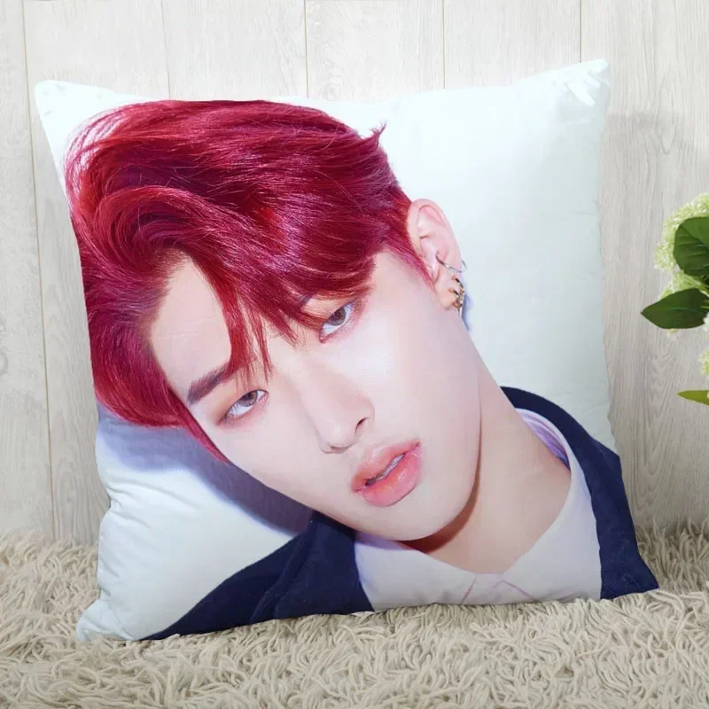 Custom Ateez Mingi KPOP Square Pillowcase Custom Zippered Pillow Cover Case 45x45cm