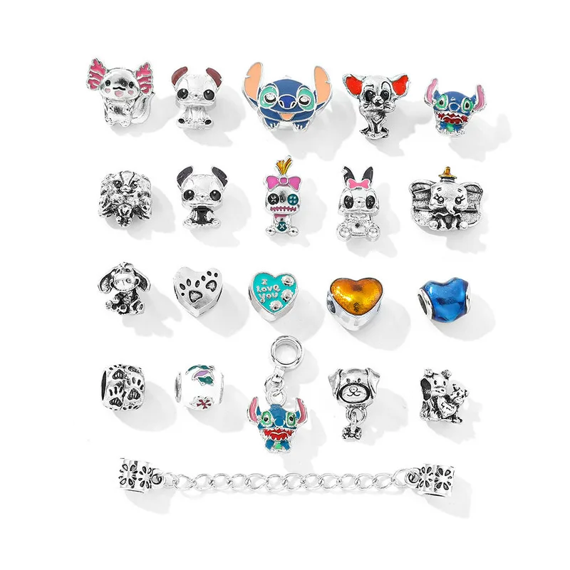 New Cute Disney Stitch  24-Grid Christmas Countdown Calendar Blind Box - Alloy Bracelet Gift Set For Halloween & Xmas - Image 4