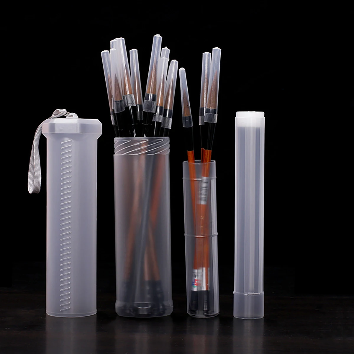1PCS Transparent ABS telescopic pen holder, art painting brush pencil holder, suitable for outdoor sketching brush storage