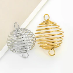 2PCS 50mm Silver Plated Gold Plated Spiral Bead Cage Swing Ball Hanging Pendant DIY Crystal Pearl Wind Chime Accessories