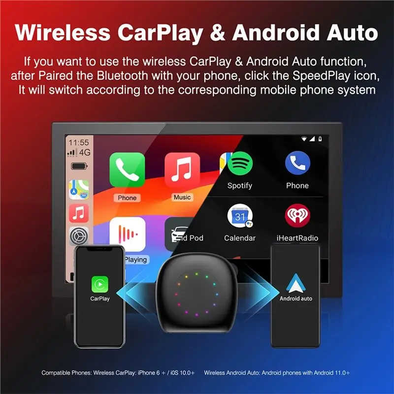 T84C-Android 13 Carplay LED Box Android 13 3-In-1 Wireless Carplay Für Youtube Netflix Für MG ZS EV MARVEL R MAXUS MULAN MG4 5