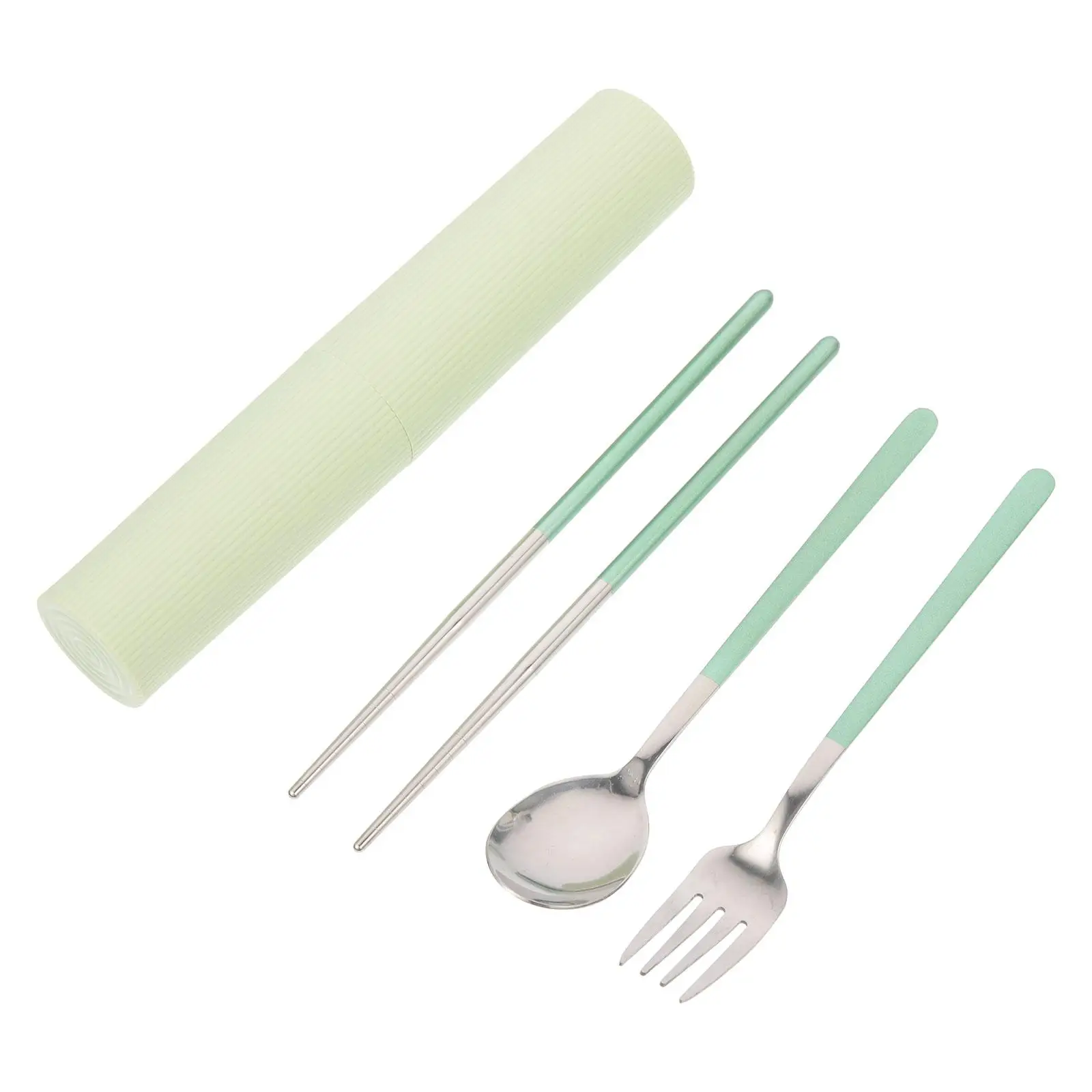 

1 set Portable Stainless Steel Tableware SetGreen Easy Clean Durable Kitchen Utensils Travel Student Cutlery Kit Outdoor