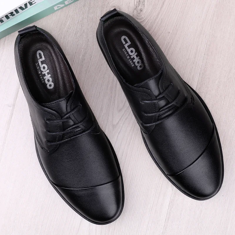 Men Dress Shoes lace up fashion Oxfords Genuine Leather Italian Formal Shoes Man Party Classic Black wedding shoes High Korean