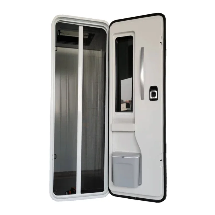 RV Entrance Door, 600x1810mm Aluminum Alloy Caravan Passenger Door, with Pleated Screen, Privacy Glass, for Motorhome Trailer