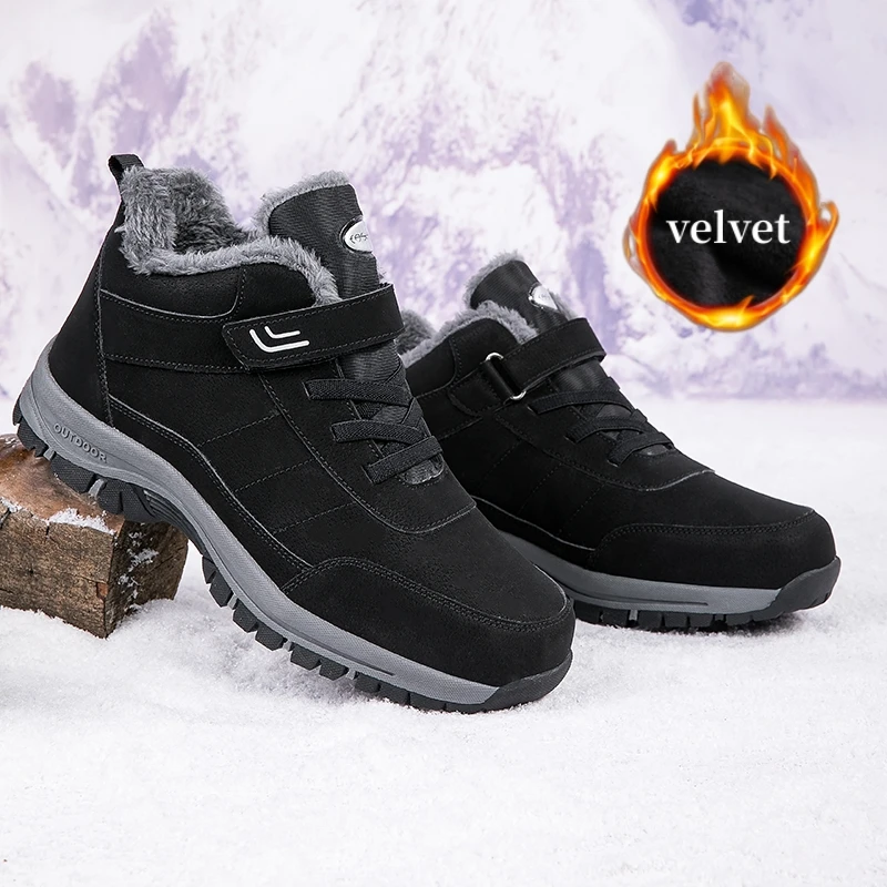 

Winter Velvet Casual Sneakers Men Women Cotton Shoes Outdoor Plush Men's Ankle Boots Unisex Comfortable High Top Walking Shoes