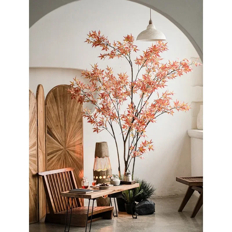 Simulation red maple tree simulation tree fake tree large living room indoor floor simulation