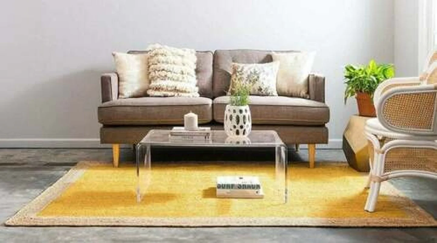 Jute Rug Natural Jute Carpet Reversible Color Braided 2x2 Feet Style Rustic Look Rugs for Bedroom Carpets for Living Room