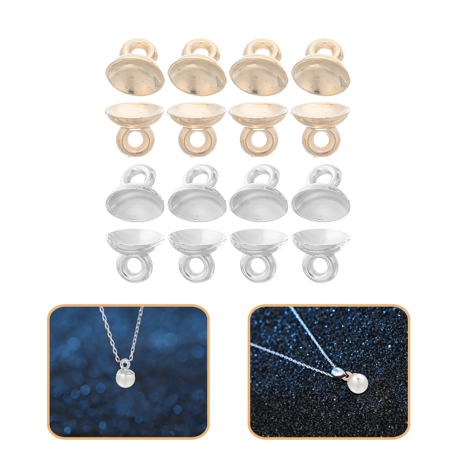 

400pcs Bowl Pearl Bail Pin Alloy Pendant Connector For Diy Jewelry Making Beads Charms Half-Drilled Beads Tray Craft Supplies