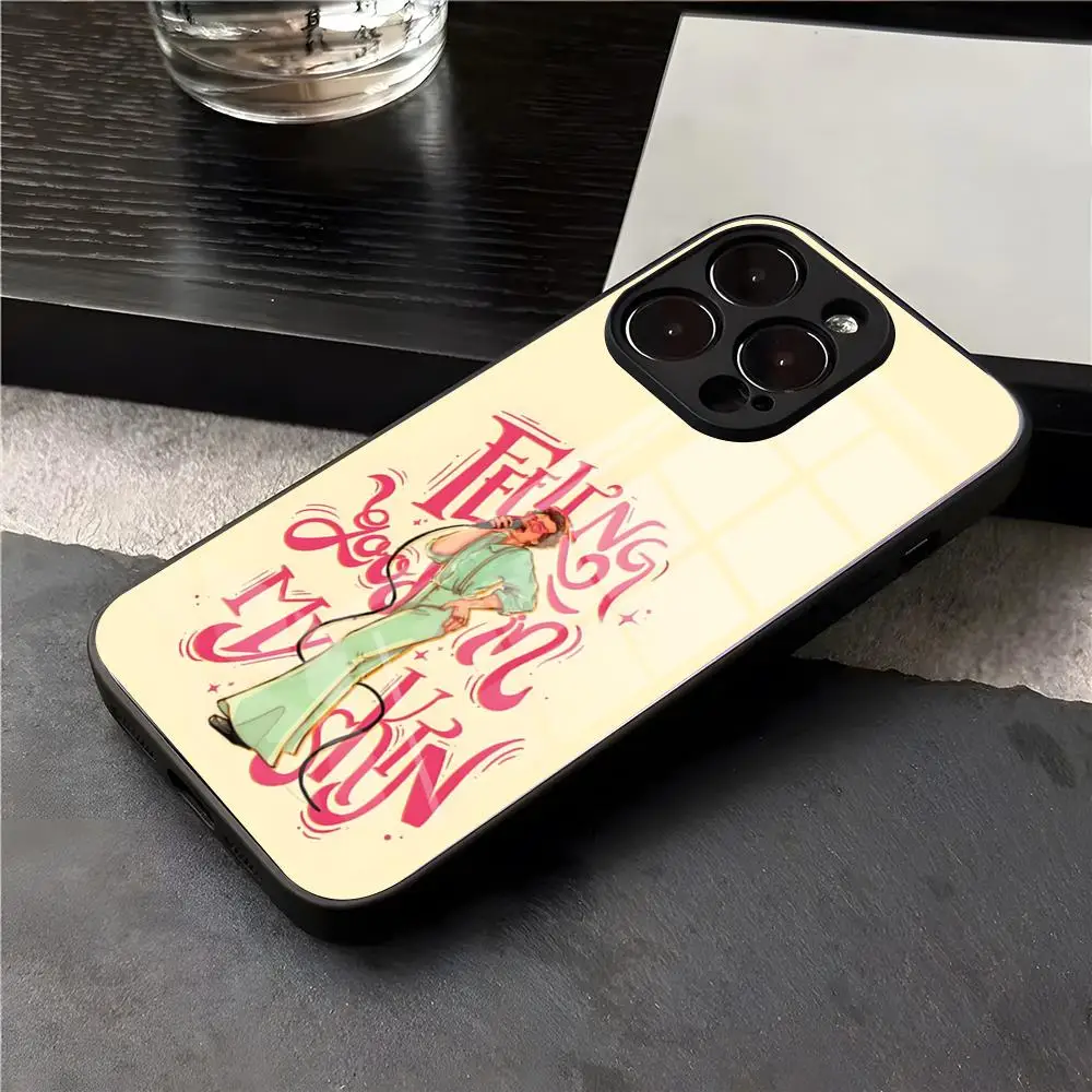 Styles Love On Tour Harrys Handyhülle für iPhone 17 Air 16 E Pro Max 15 14 13 Mini 12 Pro 11 Max Plus Schwarze Glasabdeckung
