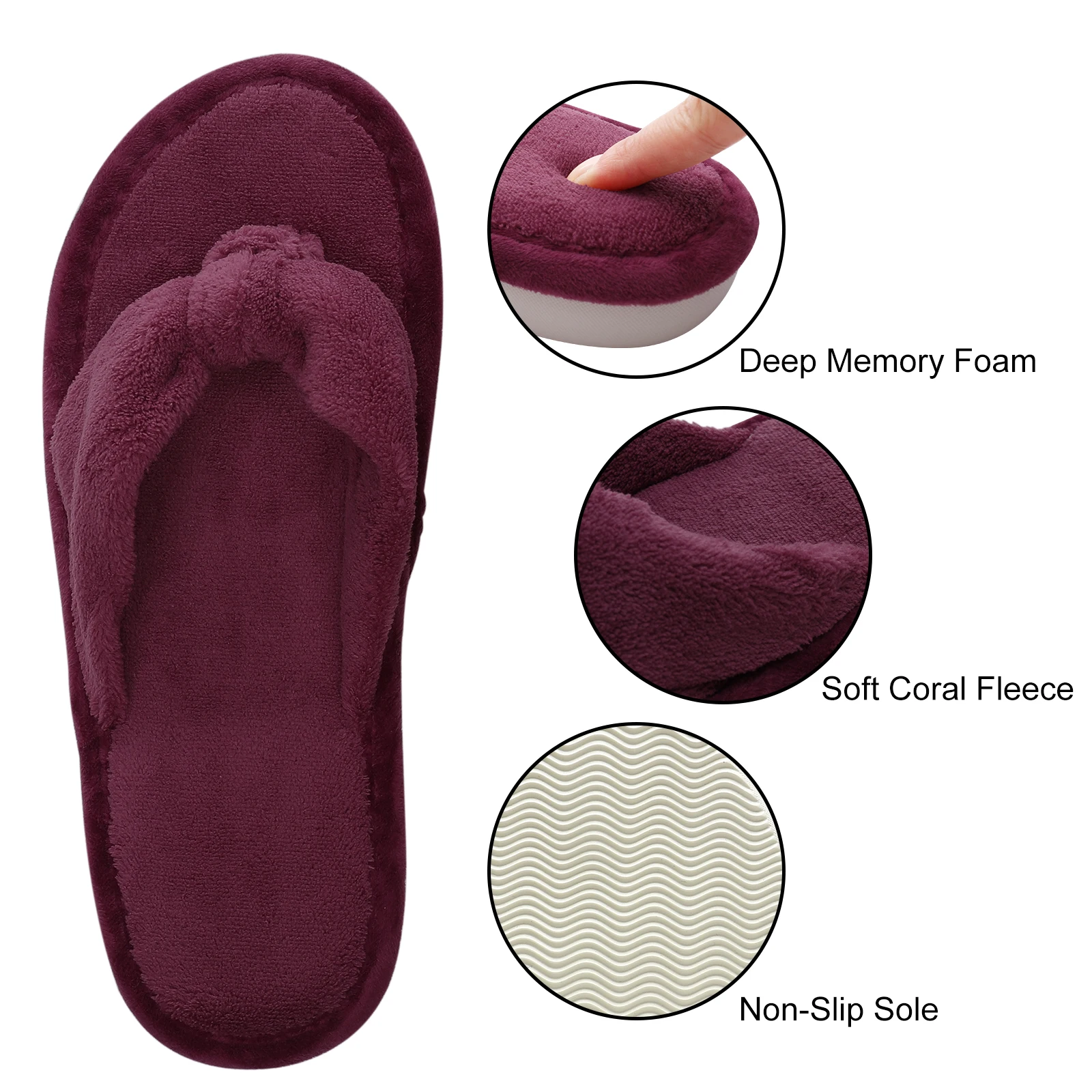 Litfun Cozy Fur Flip-flops Winter Women Slippers Indoor Warm Flat Bottom Cloud Slippers For Fluffy And Plush Non-slip Home Shoes