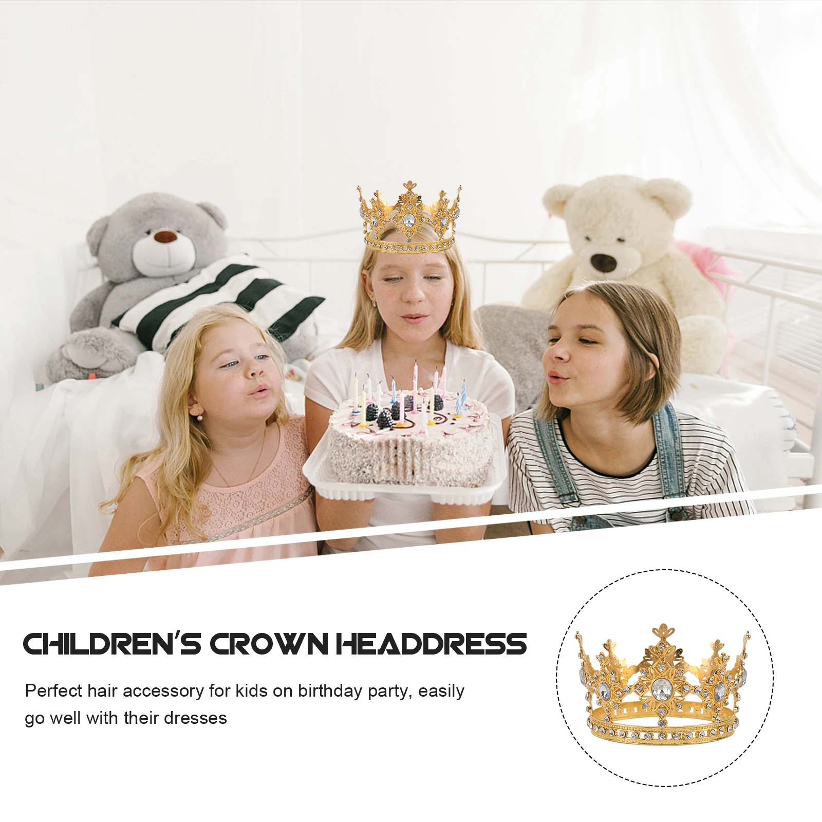 

Golden Kids Headdress Birthday Durable Cake Birthday Crown Material Child Crown Cake Dessert Table Accessory