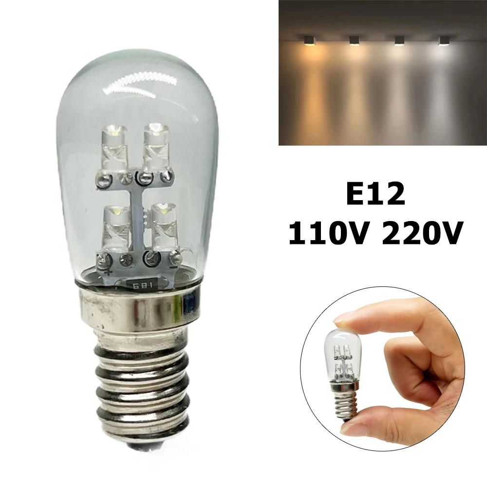 

M​ini E12 LED Freezer Light Bulb 2W 110V 220V LED Lamp Warm/Cool White Screw Base LED Bulb for Refrigerator Microwave Oven