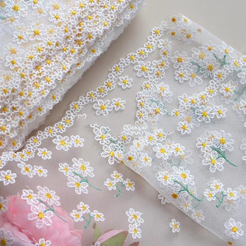 42Yards Daisy Floral Embroidered Lace Trim Clothes Accessory Lingerie Bra Girl's Dress Sewing Garment Fabrics