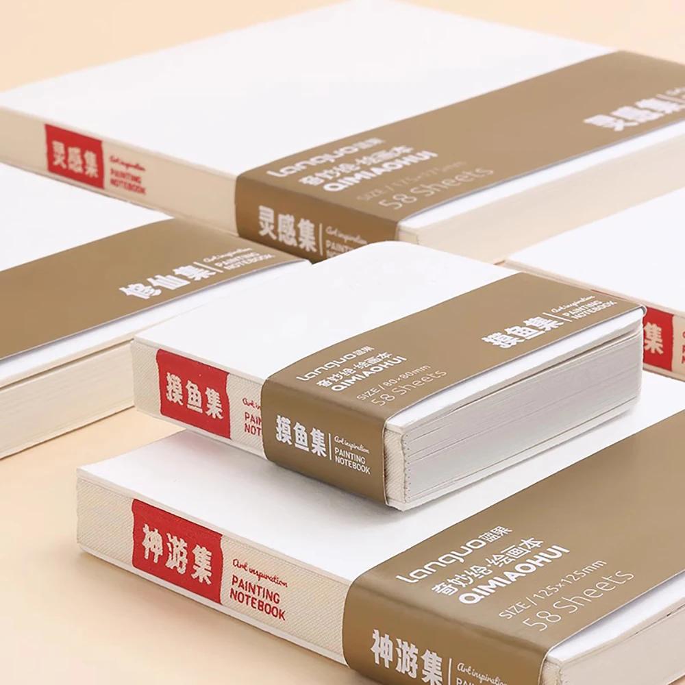 Languo 58Sheets Drawing Book Watercolor Thick Paper Pocket Sketchbook GSM200g Marker Acrylic Painting Paper Art Student Supplies