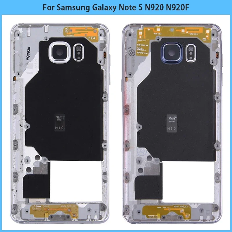 New Note5 Metal Frame For Samsung Galaxy Note 5 N920 N920F Middle Frame Plate Housing Case Chassis Bezel With Side Buttons Lens