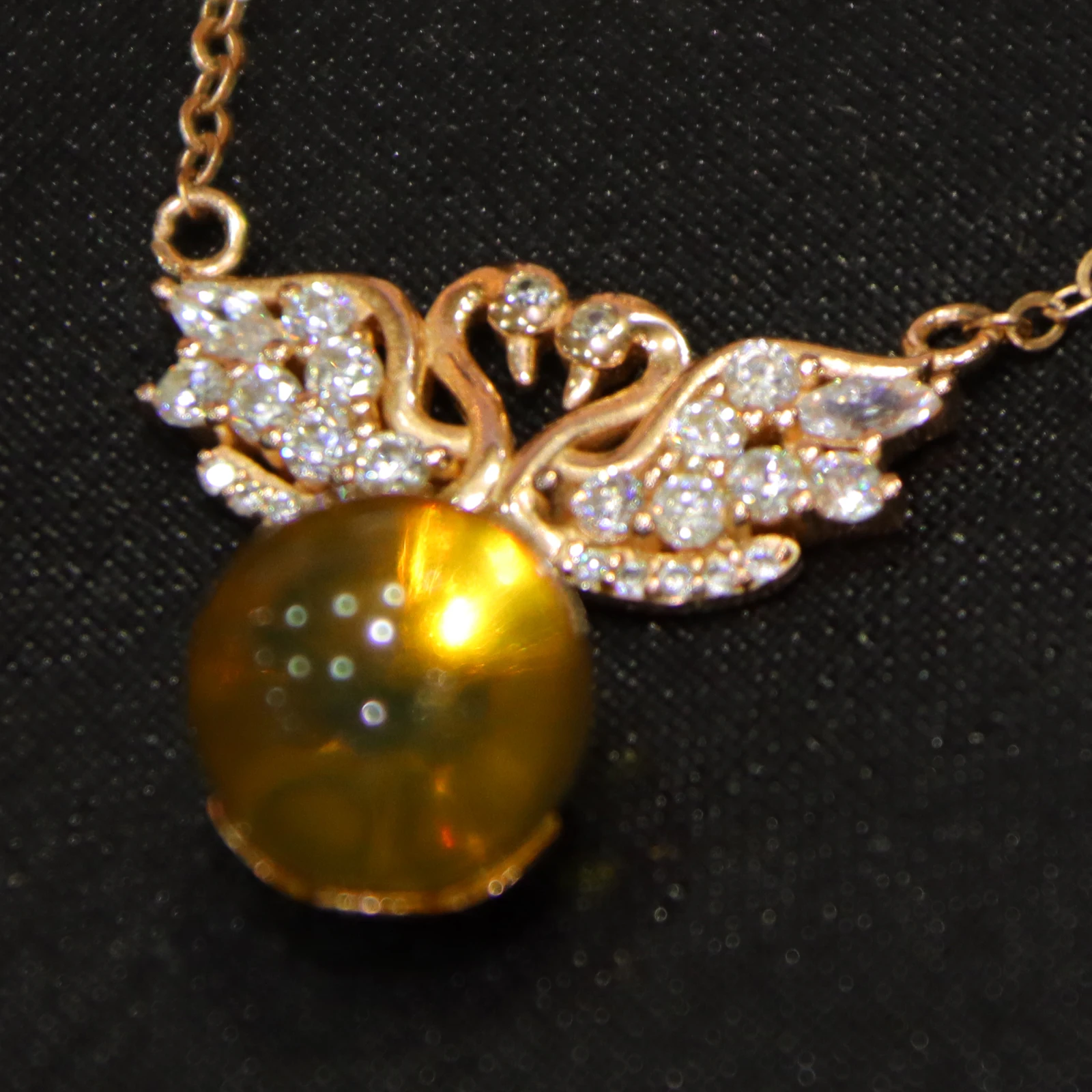 Pure Silver Natural Mexican Blue Amber Swan Pendant with 10mm Bead