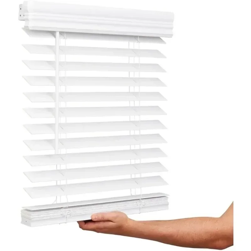 Cordless, 2 Inch Faux Wood Blind, Blinds & Shades, Blinds for Indoor Windows, Embossed, Bright White,home.