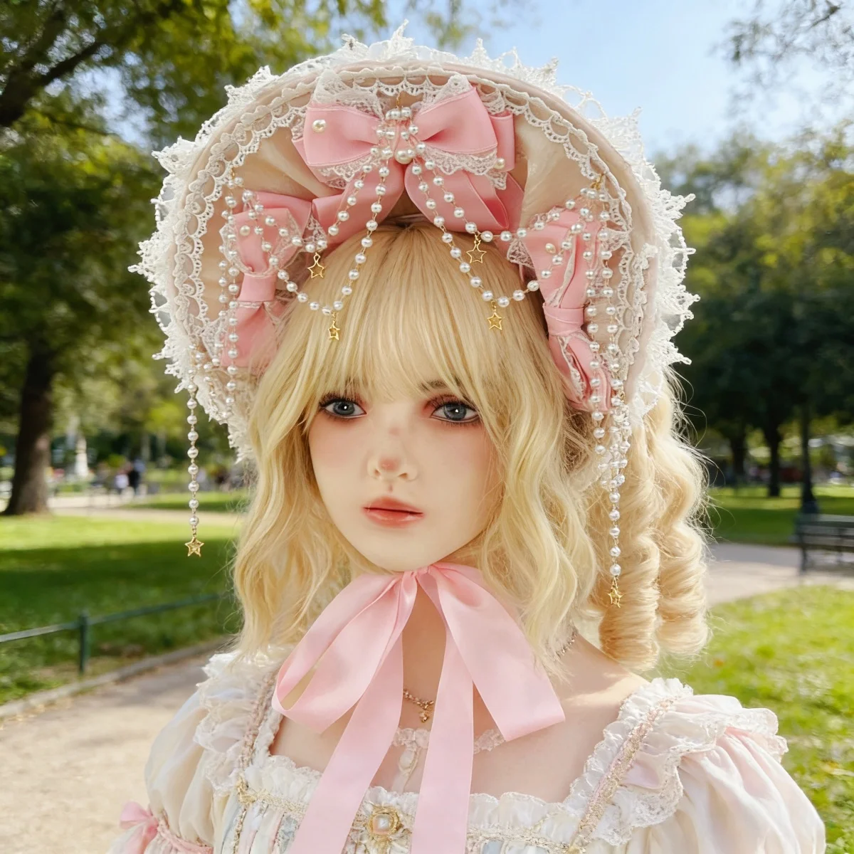 Original Handmade Gothic Lolita Bow Lace BNT Hat Women Vintage Victorian Elegant Ribbon Bandage Tea Party Beach Flat Cap