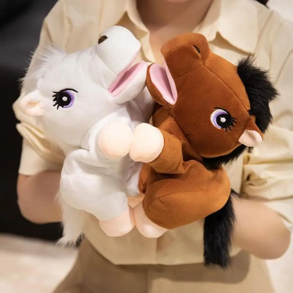 馬の動物、小さな馬の人形、シミュレーション、柔らかいぬいぐるみ馬のおもちゃ、早期教育、物語の話す人形、指人形
