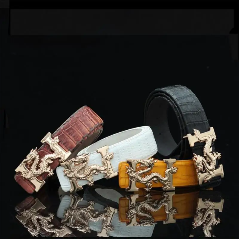 Crocodile Pattern Men's Belt Business Casual Alloy H Dragon Smooth Buckle All-match Designer Luxury Belt Men Wholesale