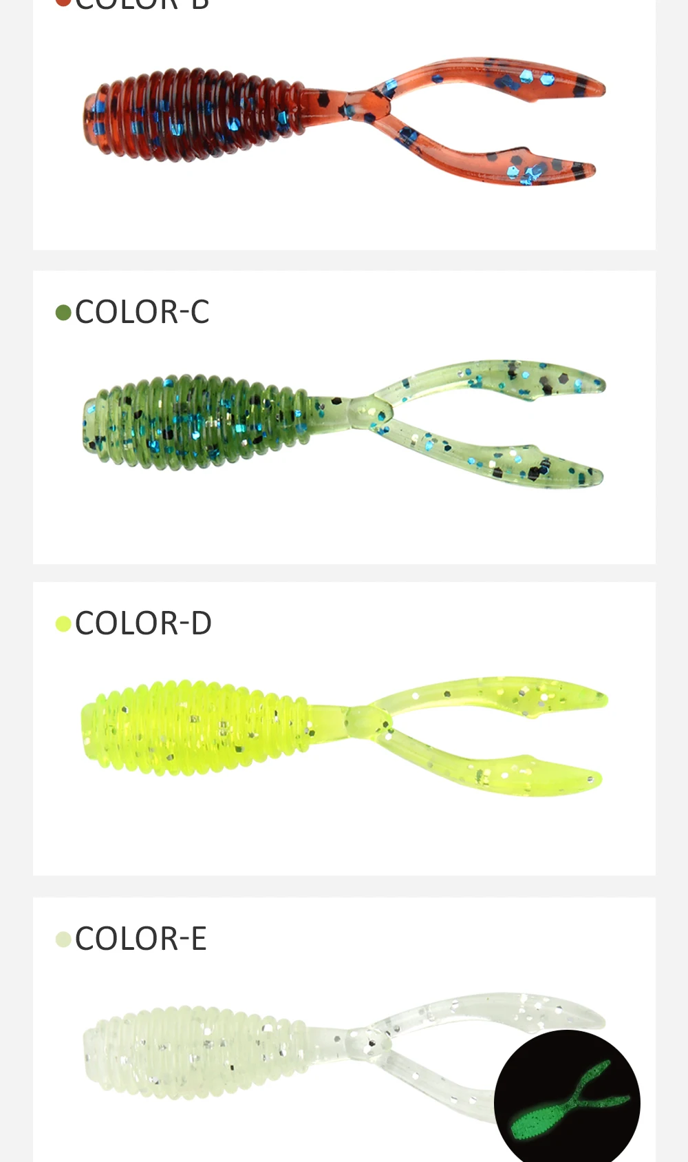 Spinpoler Ajing Weiche Angelköder Rockfish 10 teile/los 0,3g 36mm Twin Tail Künstliche Wobbler Ocean Rock Silikon Shad Wurm Köder – Detail 6