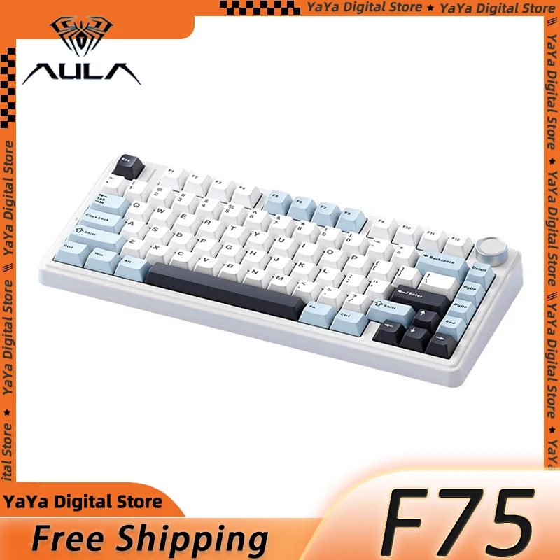 

AULA F75 75% 80 Keys Hot-Swap Gasket Bluetooth 5.0/2.4G Wireless/Wired Mechanical Keyboard PBT Keycaps for Mac/Win