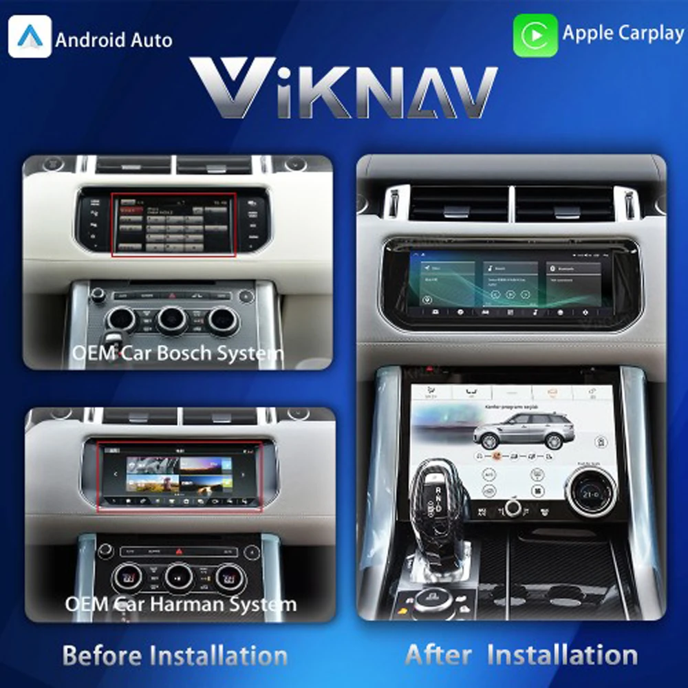 Viknav Android For Range Rover Sport L494 2013-2017 Car Radio Stereo  GPS Multimedia Plyerith AC Panel Climate Control