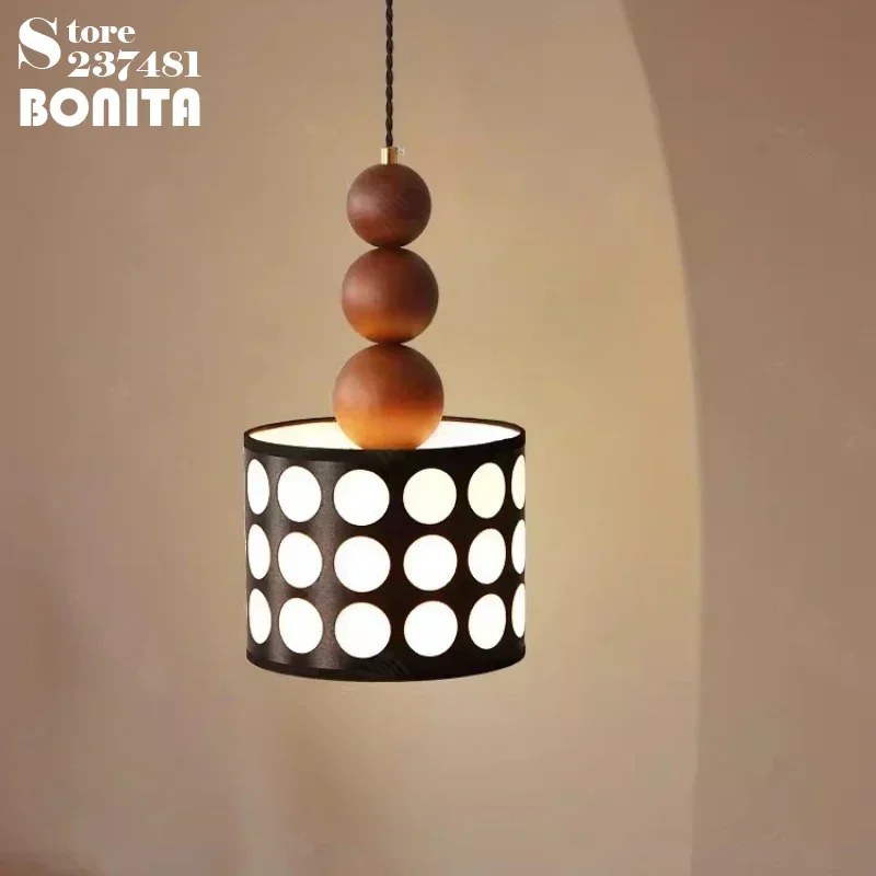 

Modern Restaurant Bedside Polka Dot Small Ceiling Chandelier Home Interior Decoration Lighting Walnut Round Spot Pendant Lamp